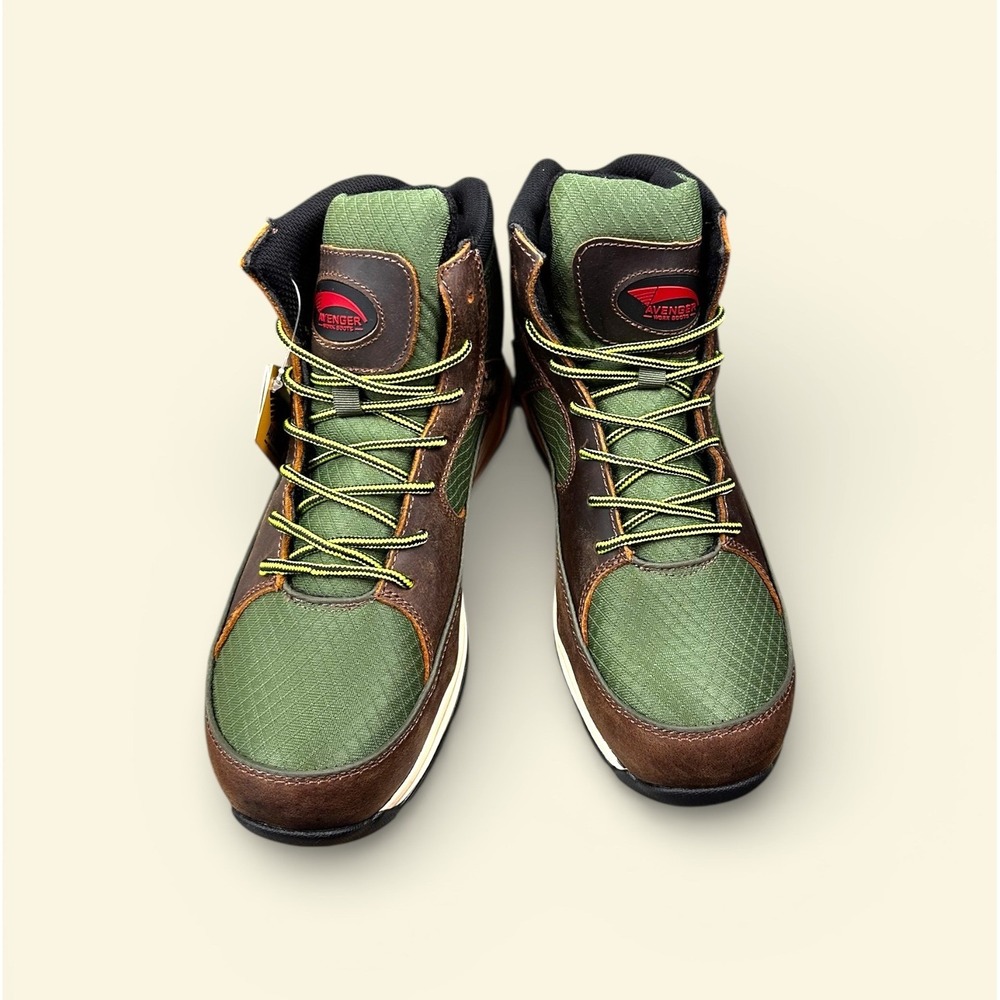 Avenger NWB Work Boots A7700 Medium Edge Mid Waterproof Leather Green Brown SZ10